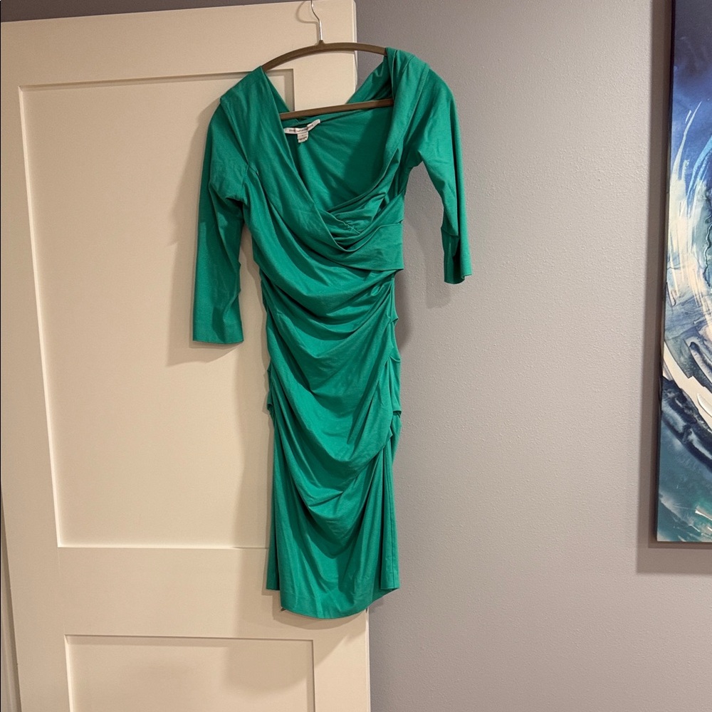 Diane Von Furstenberg Teal Long Sleeve Dress